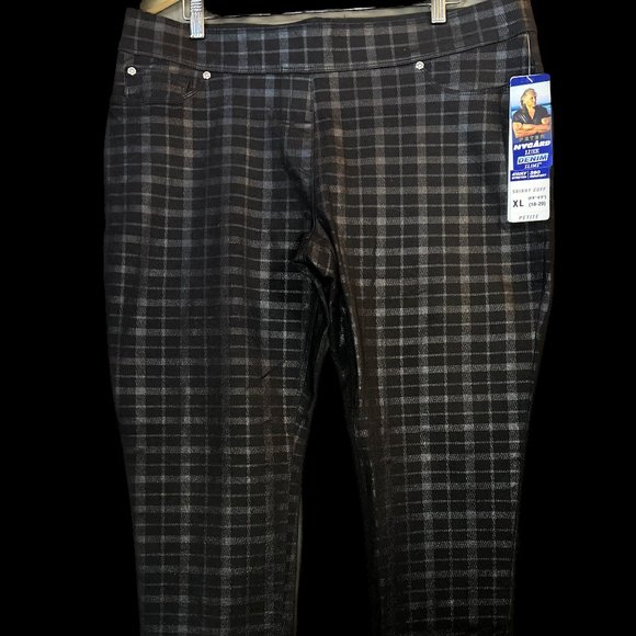 Black Checkered Holographic Pants Petite XL - Picture 1 of 4